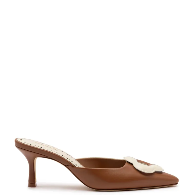 Flora Pump In Caramel and Ivory Leather sold by Larroude