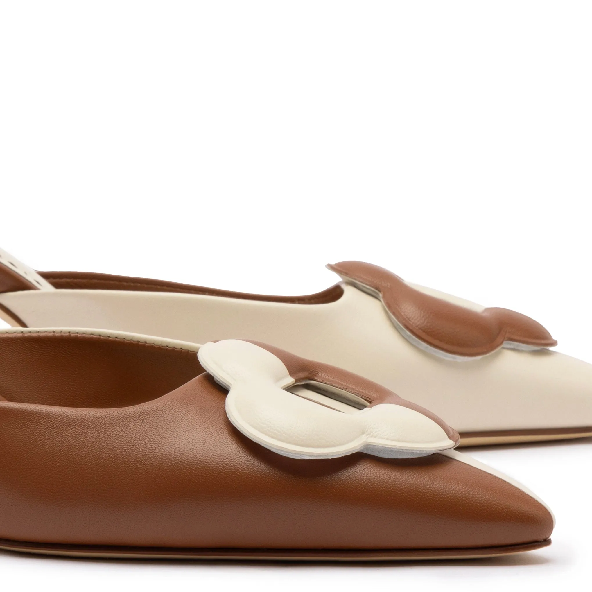 Flora Pump In Caramel and Ivory Leather sold by Larroude product image thumbnail 4