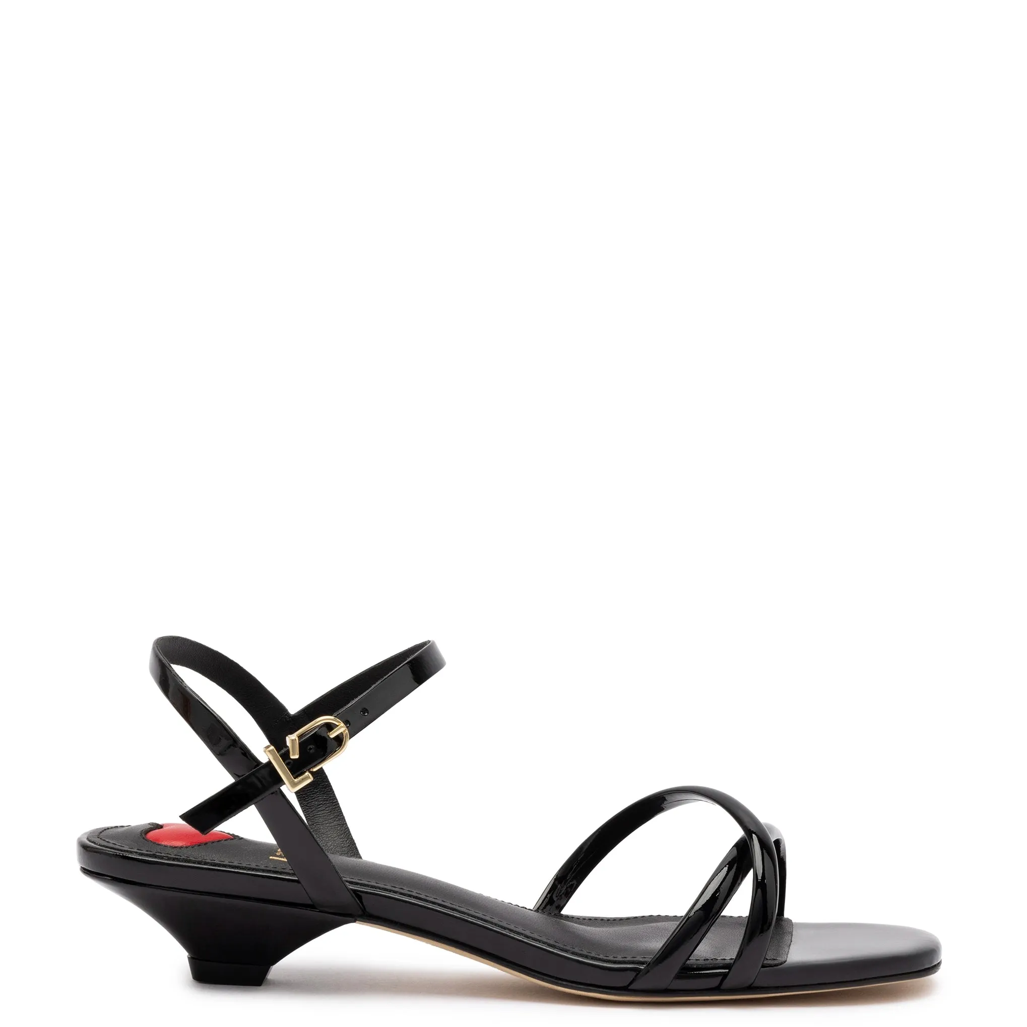 Charlotte Sandal In Black Patent Leather sold by Larroude