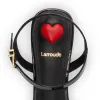 Charlotte Sandal In Black Patent Leather sold by Larroude