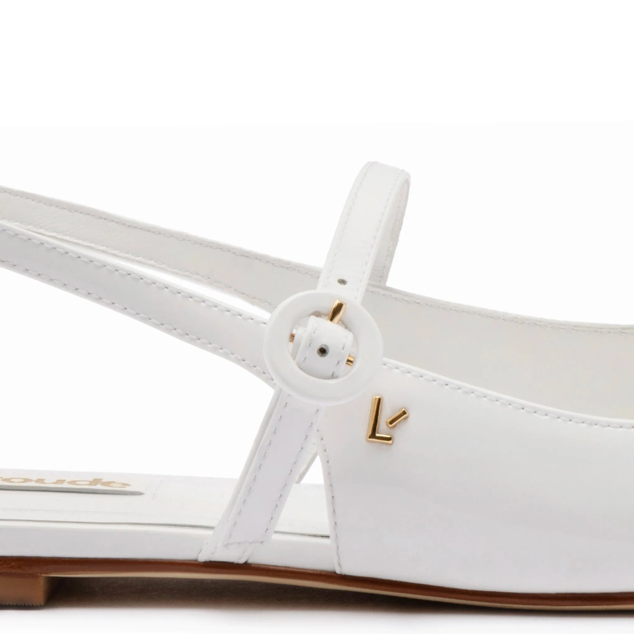 Georgina Ballet Flat In White Patent Leather sold by Larroude product image thumbnail 4