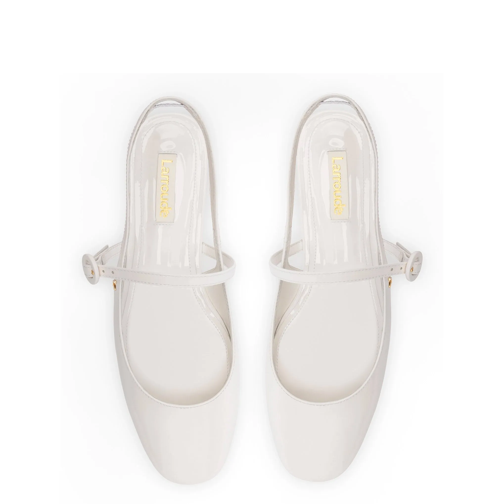 Georgina Ballet Flat In White Patent Leather sold by Larroude product image thumbnail 3