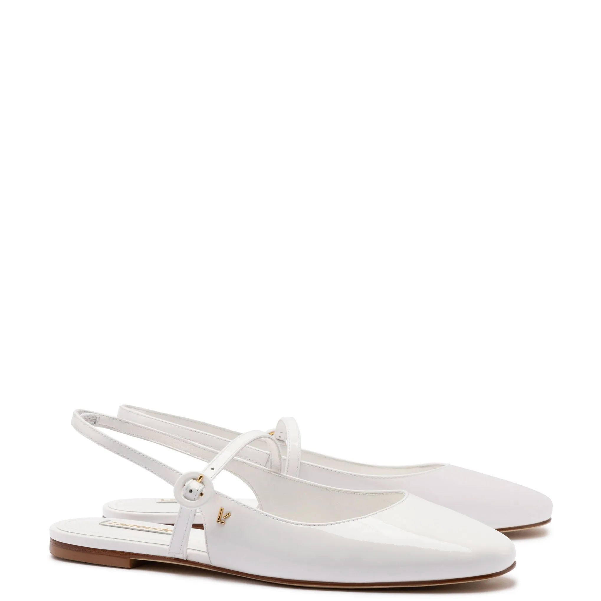 Georgina Ballet Flat In White Patent Leather sold by Larroude product image thumbnail 2
