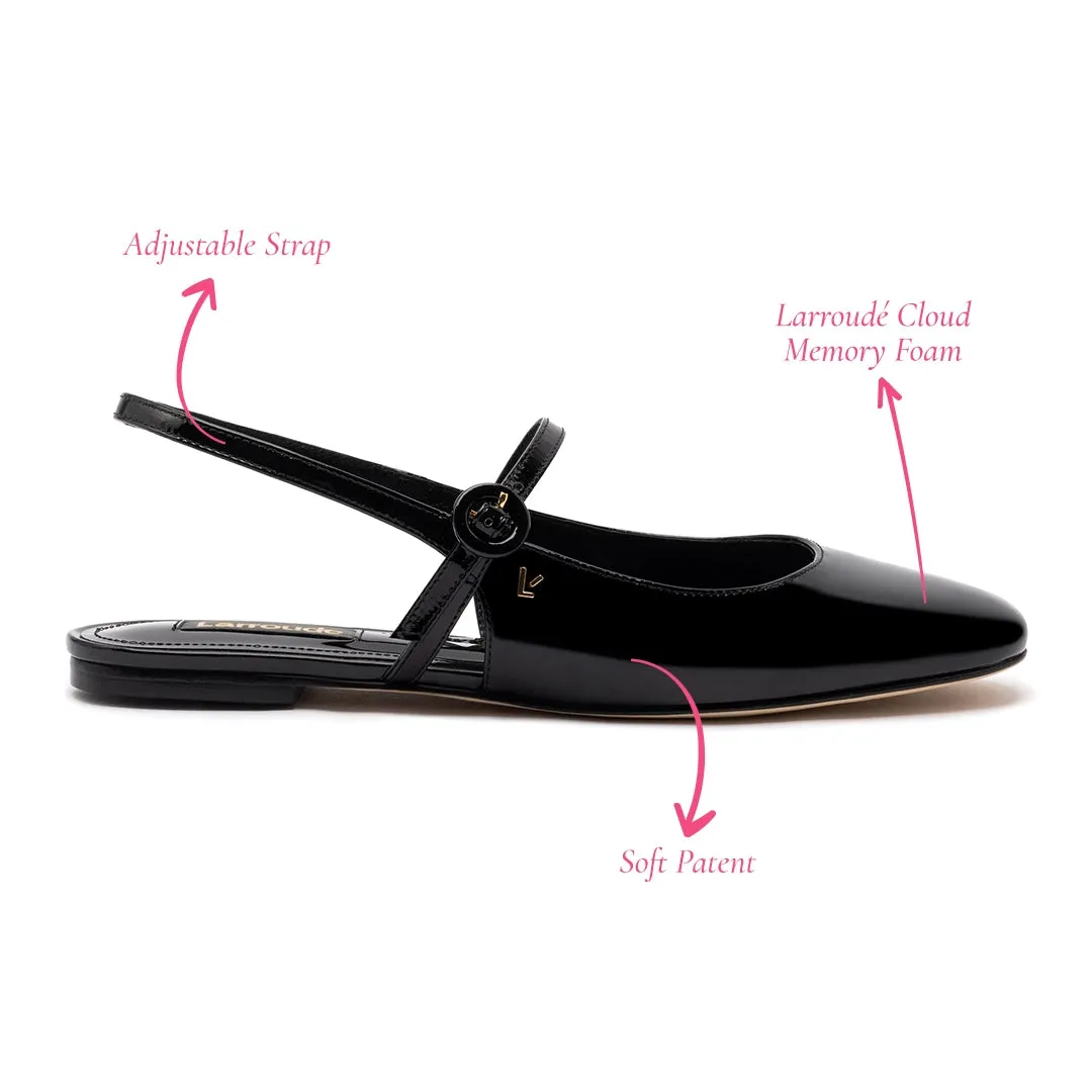 Georgina Ballet Flat In Black Patent Leather sold by Larroude product image thumbnail 5