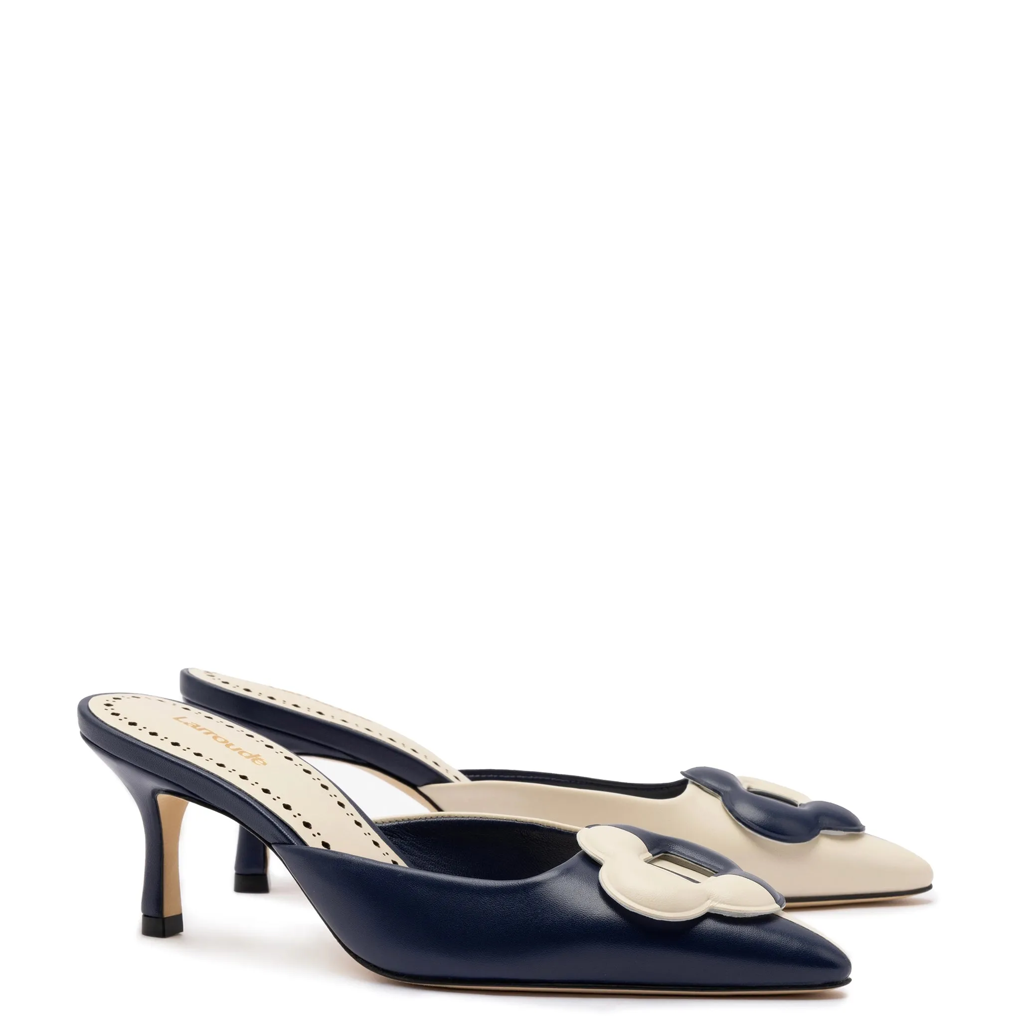 Flora Pump In Navy and Ivory Leather sold by Larroude product image thumbnail 2