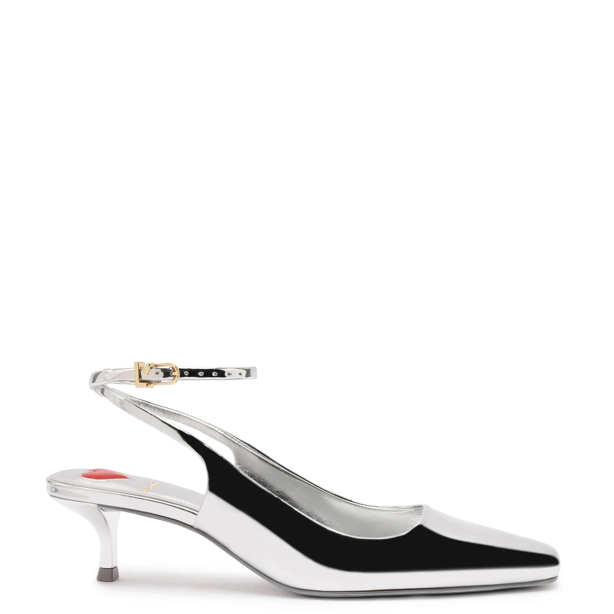 Amal Pump In Silver Specchio sold by Larroude