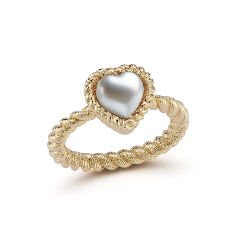 Leona Small Pearl Heart Ring sold by Larroude
