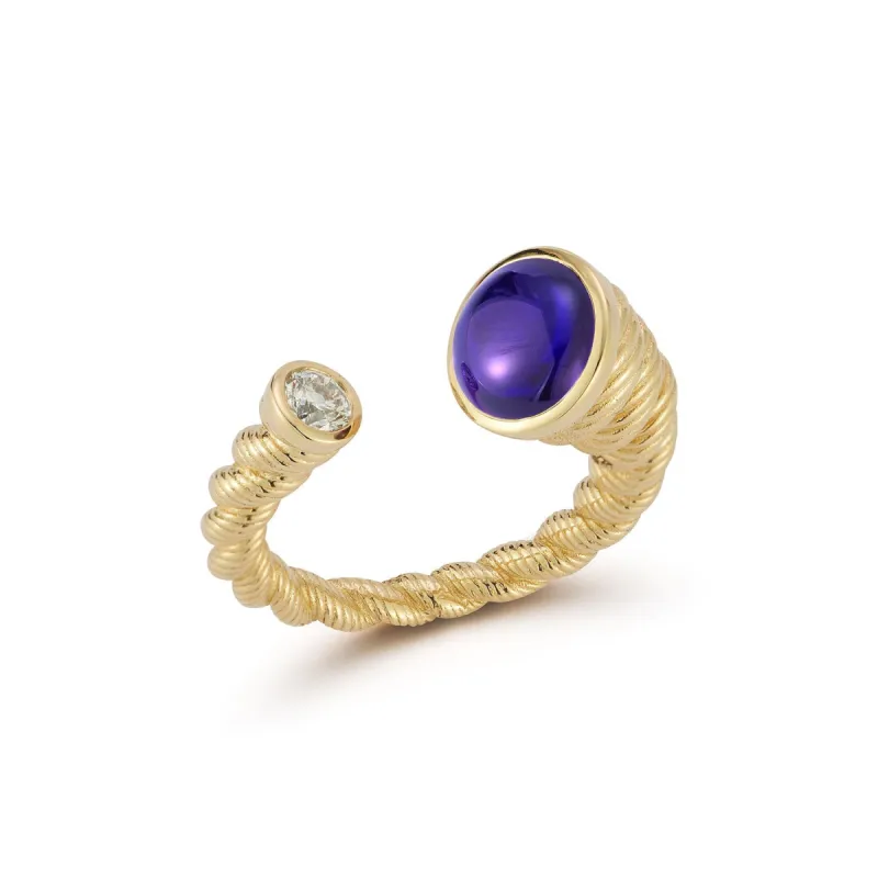 Leona Amethyst and Diamond Duo Ring sold by Larroude