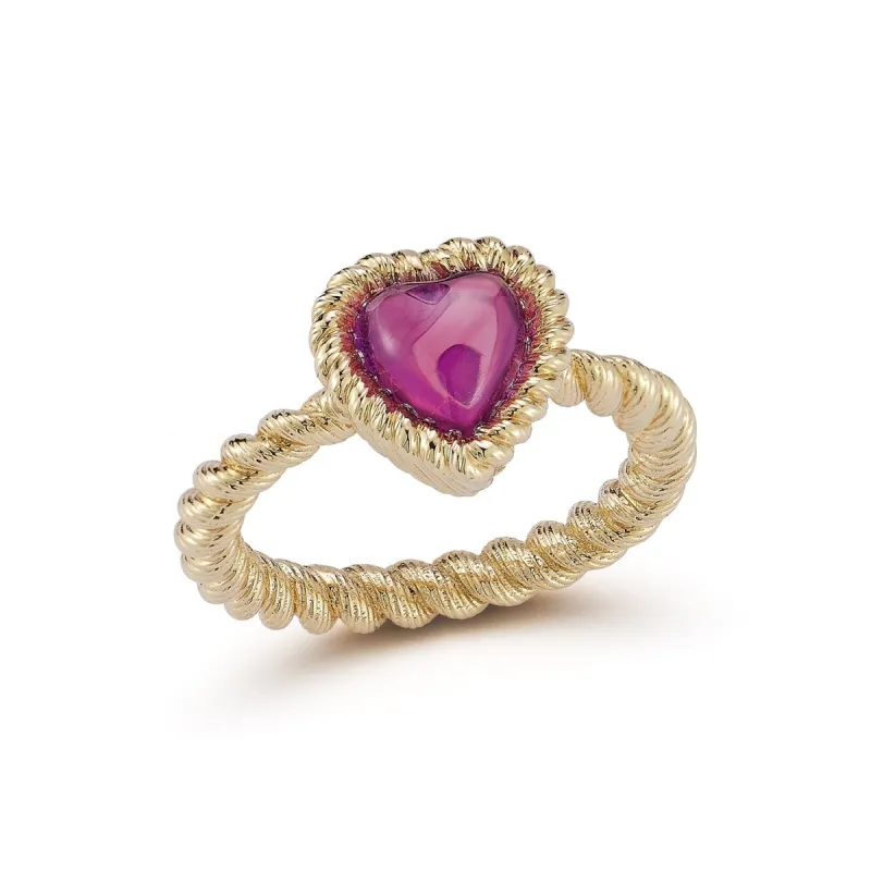 Leona Rhodolite Heart Ring sold by Larroude