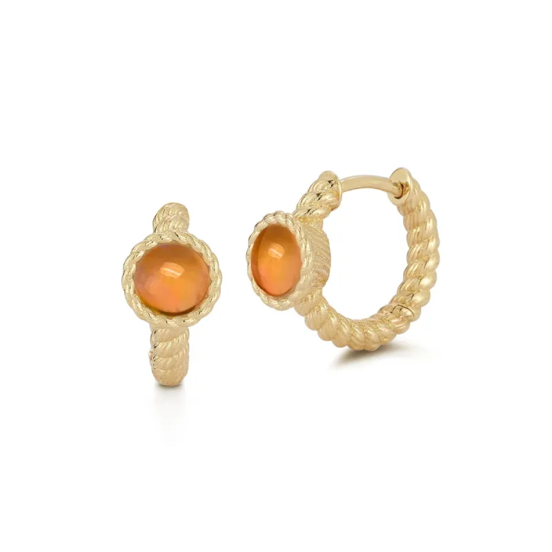 Leona Round Citrine Huggies made by Larroude