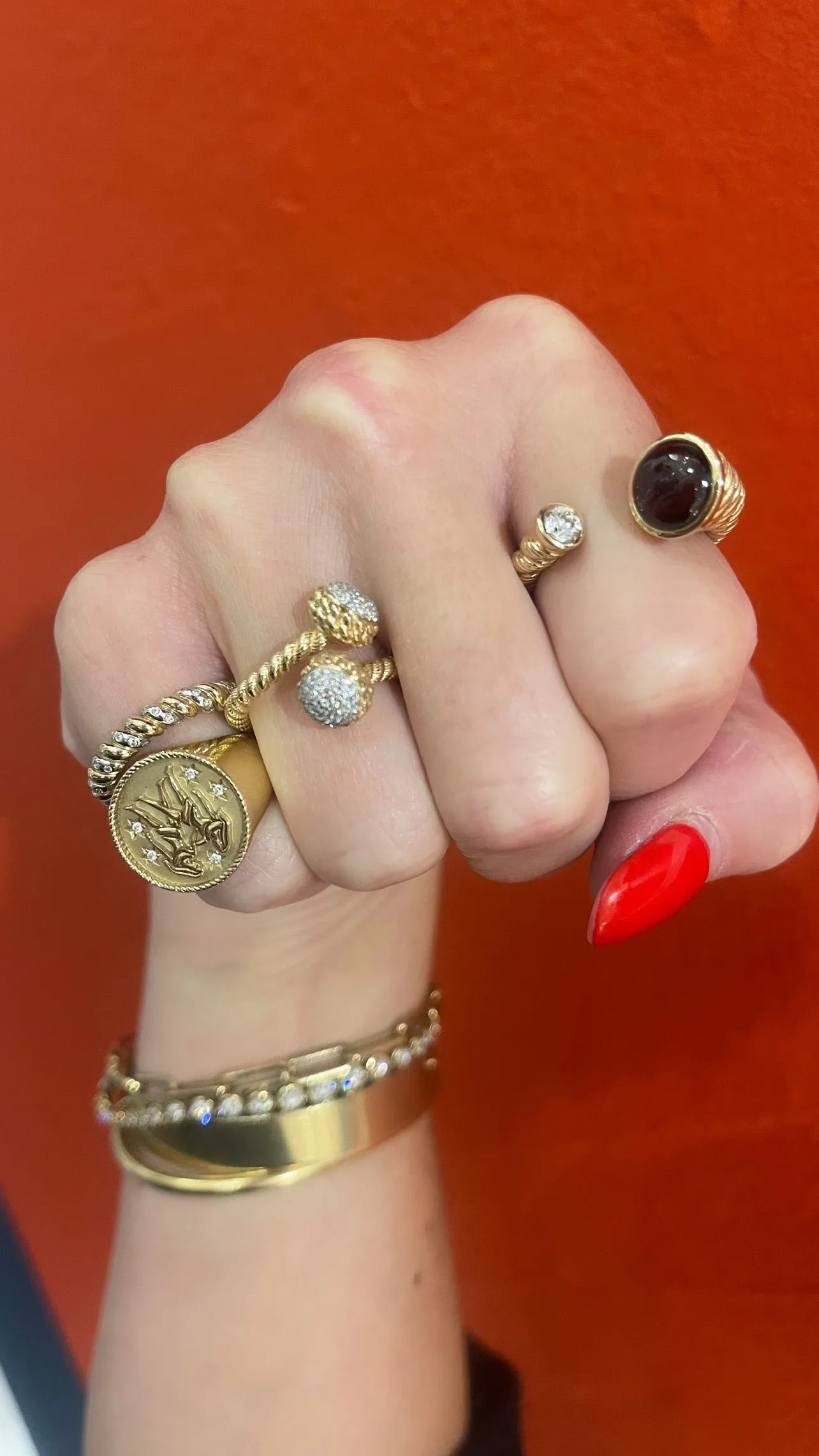 Leona Red Garnet and Diamond Duo Ring sold by Larroude product image thumbnail 3