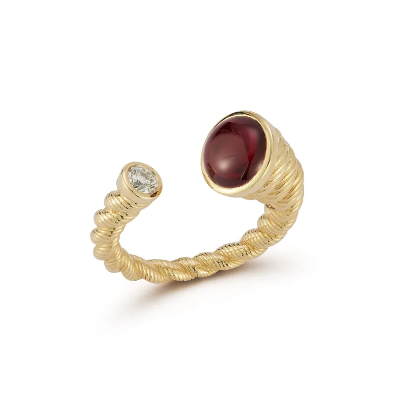 Leona Red Garnet and Diamond Duo Ring sold by Larroude