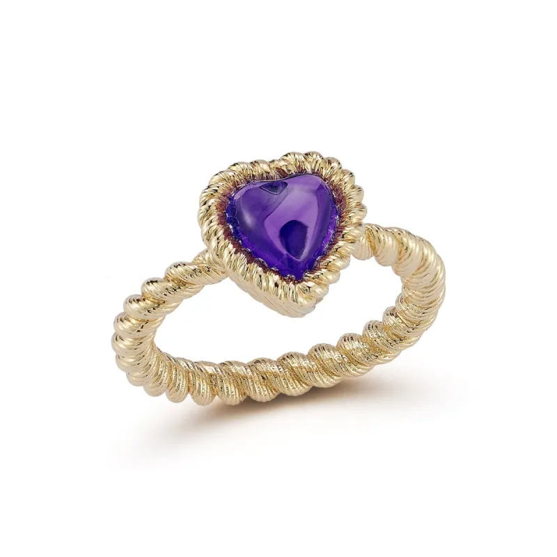 Leona Amethyst Heart Ring sold by Larroude