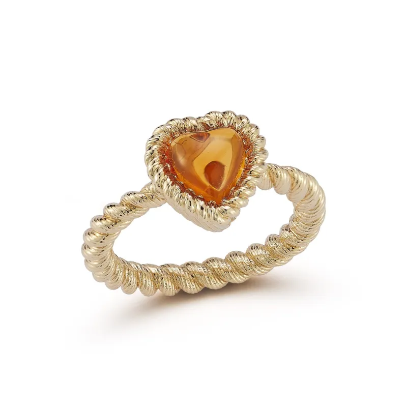 Leona Small Citrine Heart Ring sold by Larroude