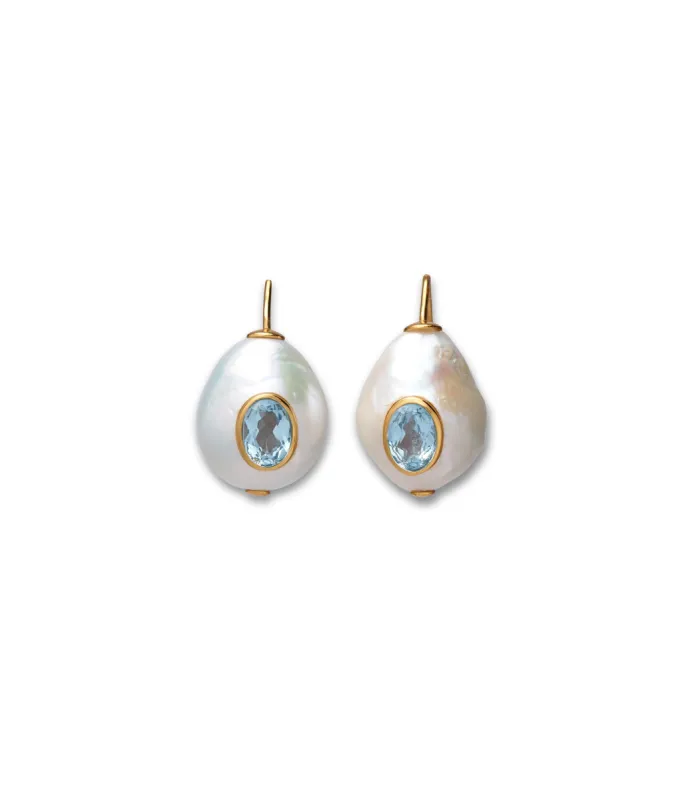 Pearl Pablo Earrings in Blue Topaz sold by Larroude