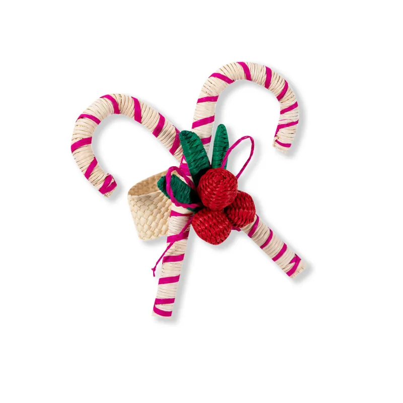 Raffia Napkin Ring - Candy Cane sold by Larroude