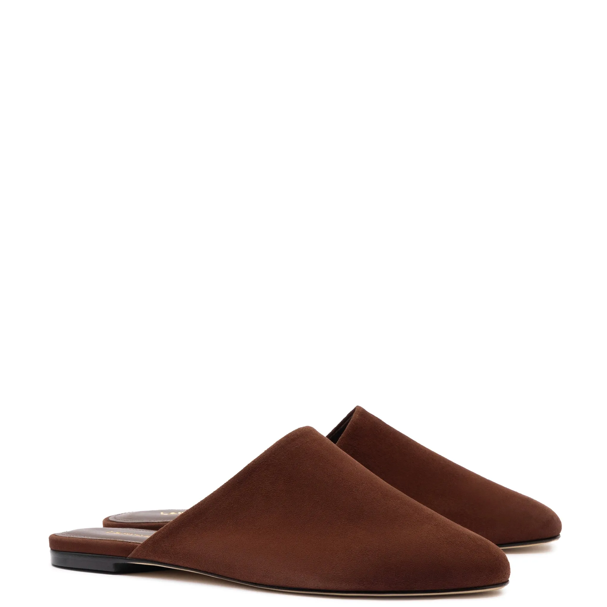 Venice Flat Mule and Pouch Kit In Brown Suede sold by Larroude product image thumbnail 2