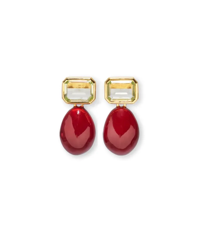 Bean Earrings in Burgundy Enamel sold by Larroude