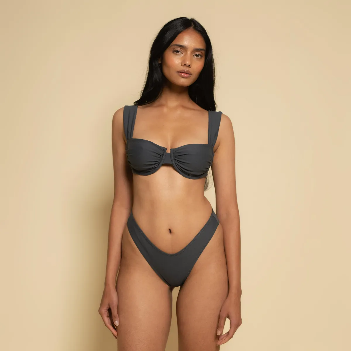 Charcoal Lulu (Zig-Zag Stitch) Bikini Bottom sold by Larroude product image thumbnail 2