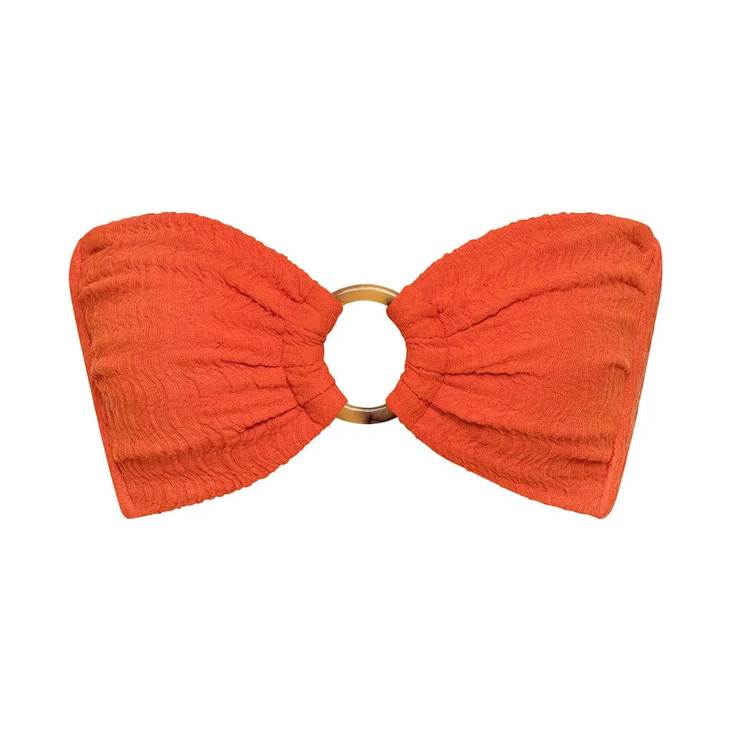Tangerine Tori Ties Bandeau Bikini Top sold by Larroude