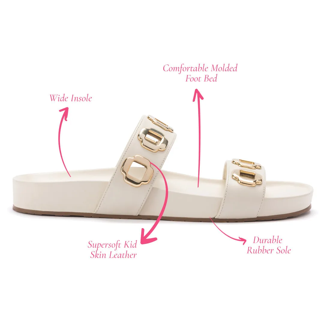Milan Slide In Ivory Leather sold by Larroude product image thumbnail 5