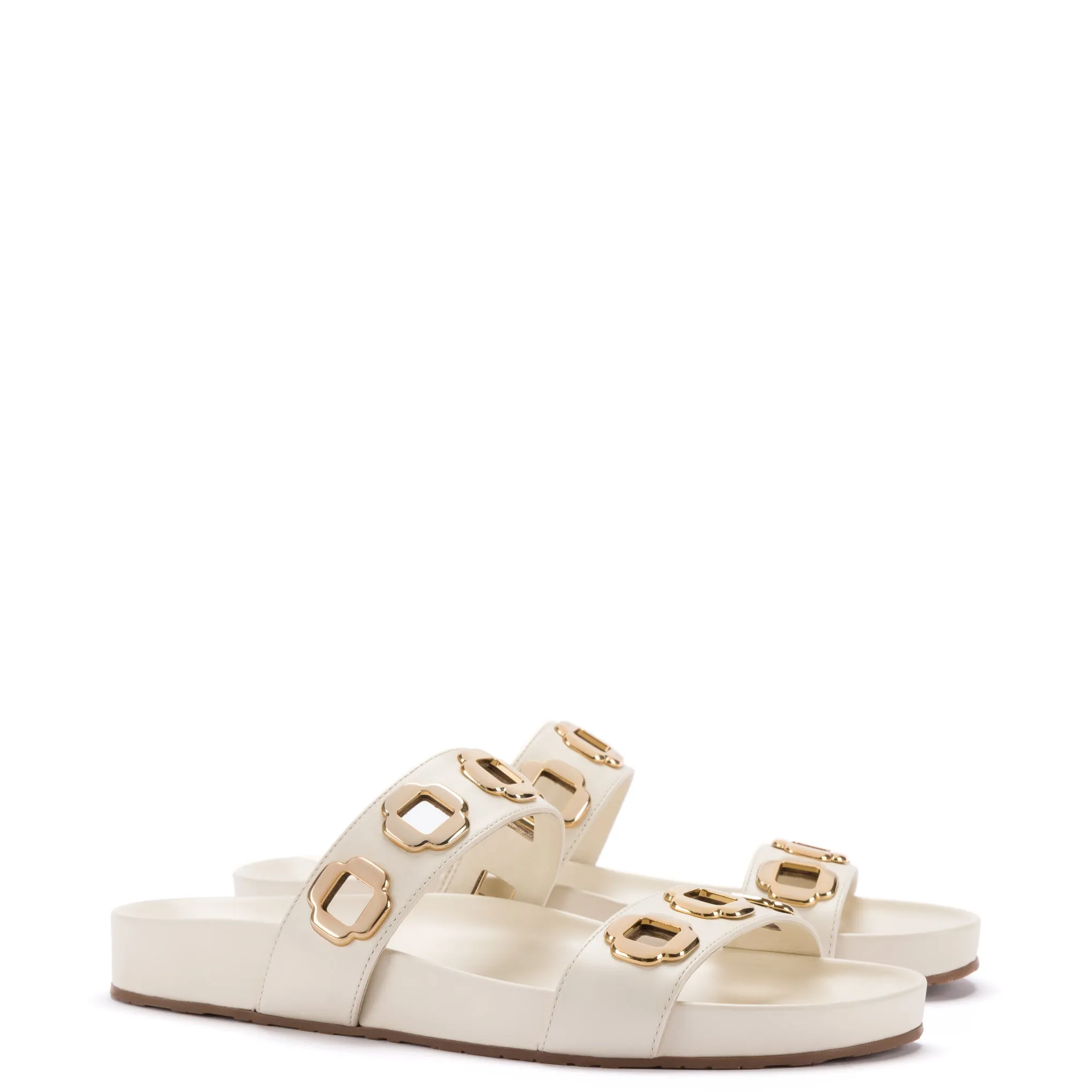 Milan Slide In Ivory Leather sold by Larroude product image thumbnail 2