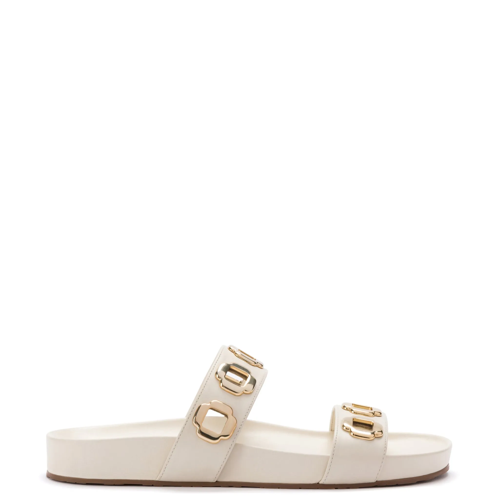 Milan Slide In Ivory Leather sold by Larroude