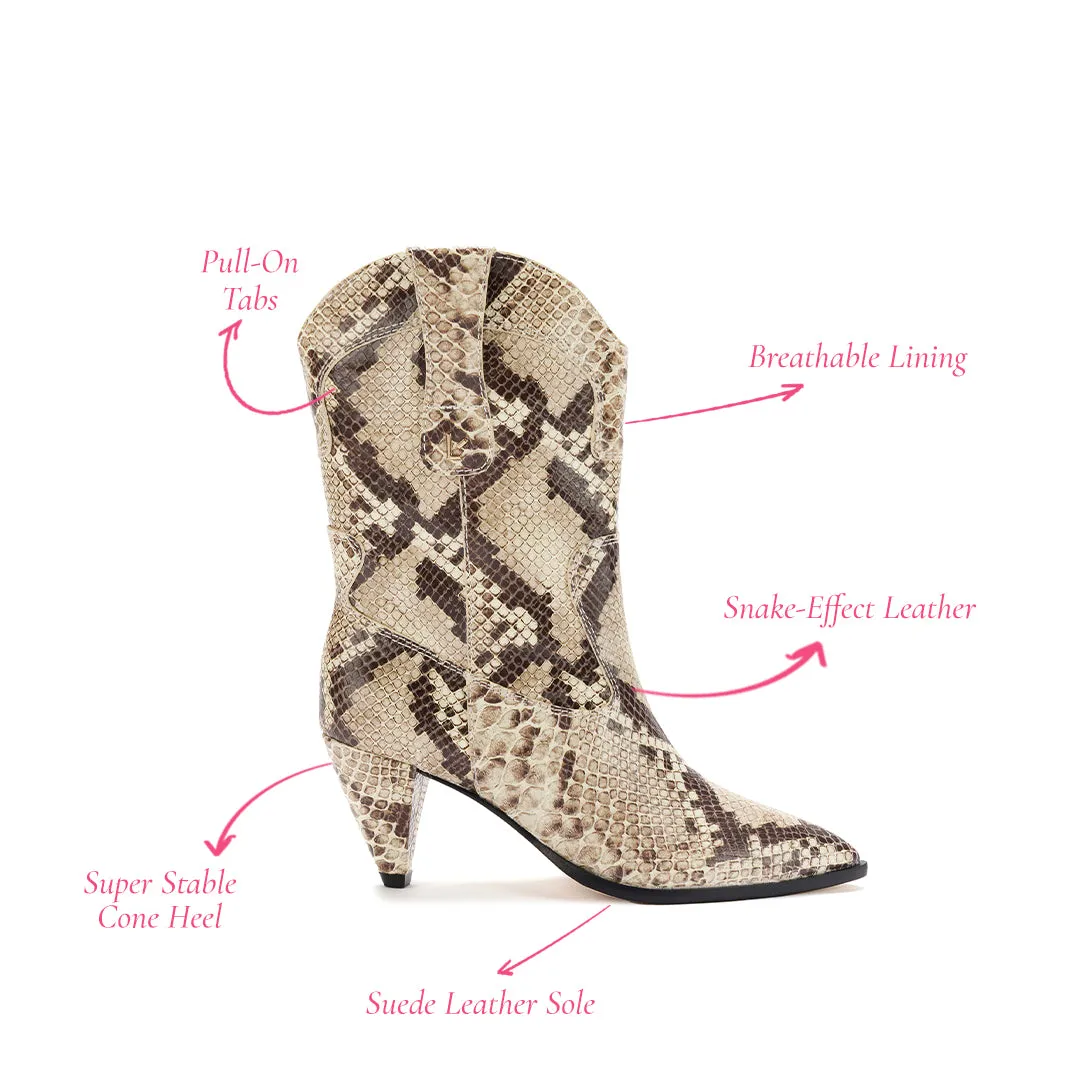 Thelma Boot In Neutral Stamped Leather sold by Larroude product image thumbnail 5