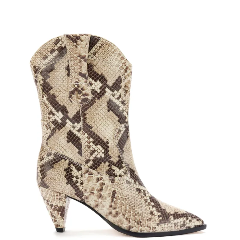 Thelma Boot In Neutral Stamped Leather made by Larroude