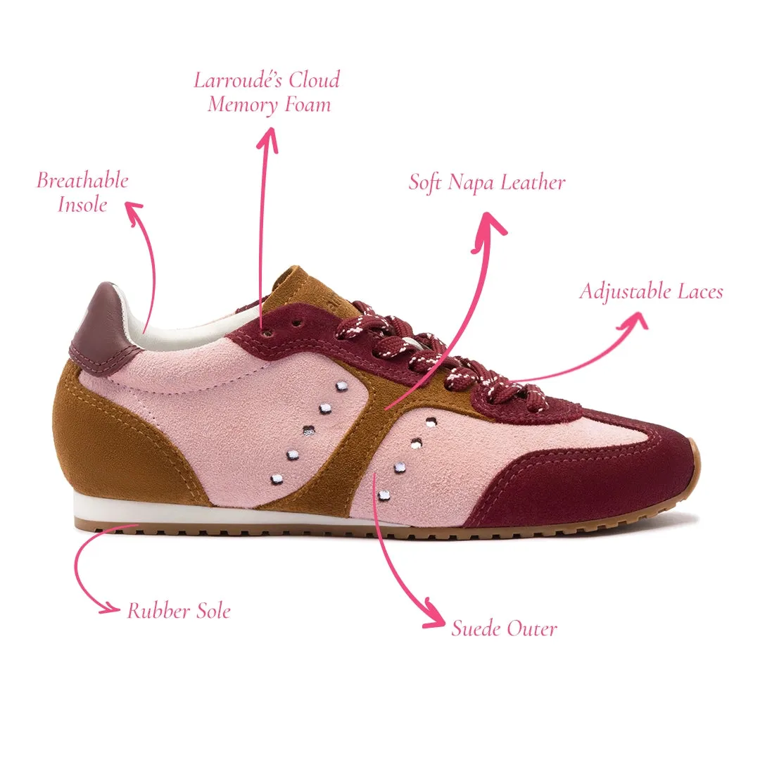 Stella Sneaker In Tulip, Russet and Wine Suede and Silver Metallic Leather sold by Larroude product image thumbnail 5