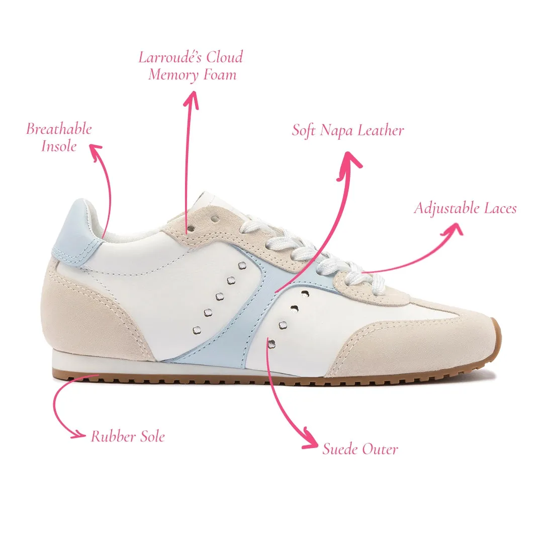 Stella Sneaker In Grey Suede, White Leather and Silver Metallic Leather sold by Larroude product image thumbnail 5