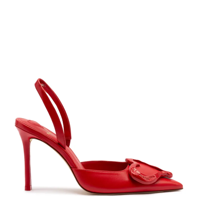 Amore Pump In Scarlet Leather made by Larroude