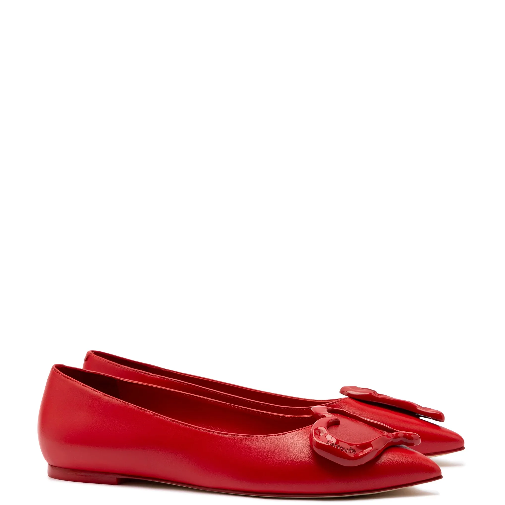 Lee Amore Flat In Scarlet Leather sold by Larroude product image thumbnail 2