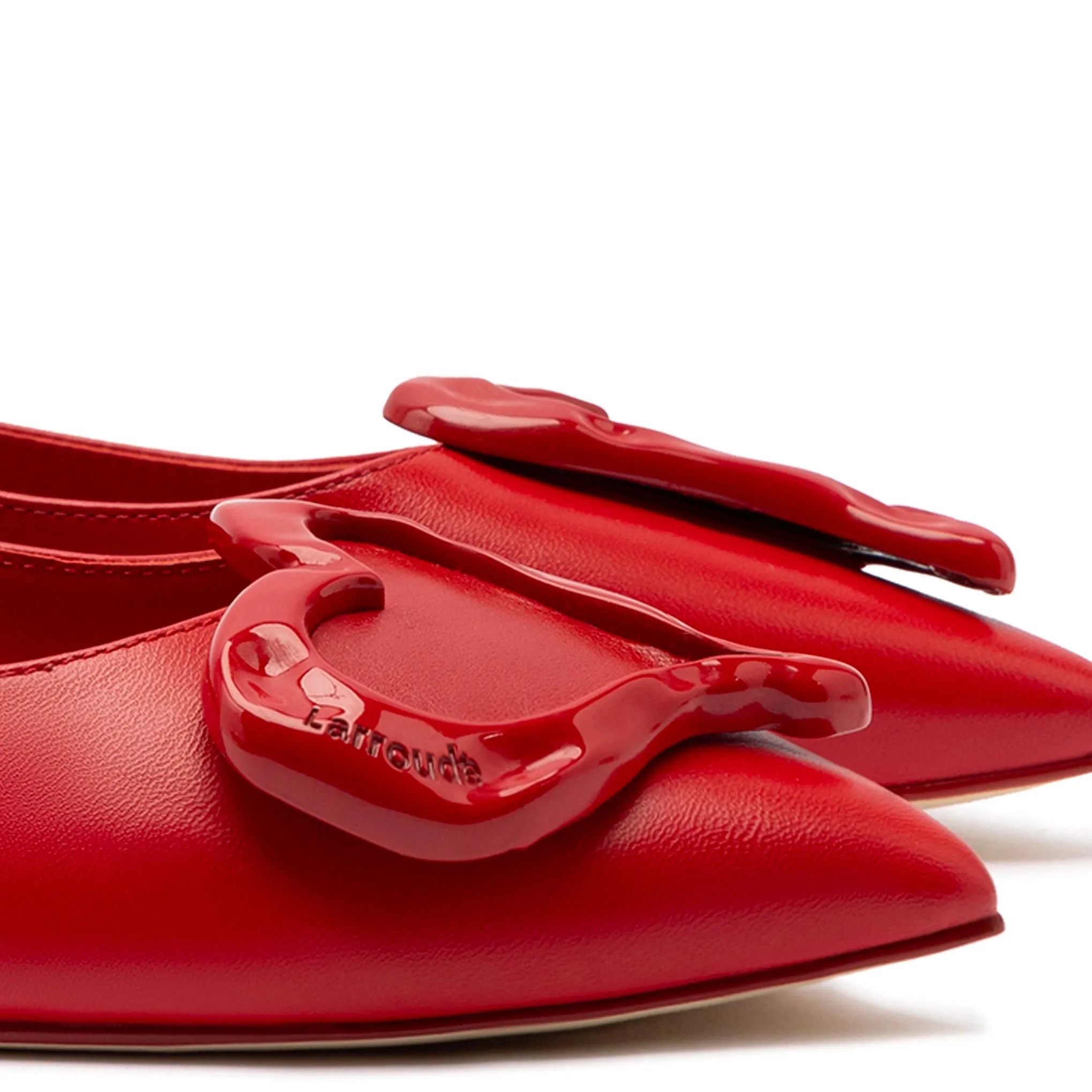 Lee Amore Flat In Scarlet Leather sold by Larroude product image thumbnail 4