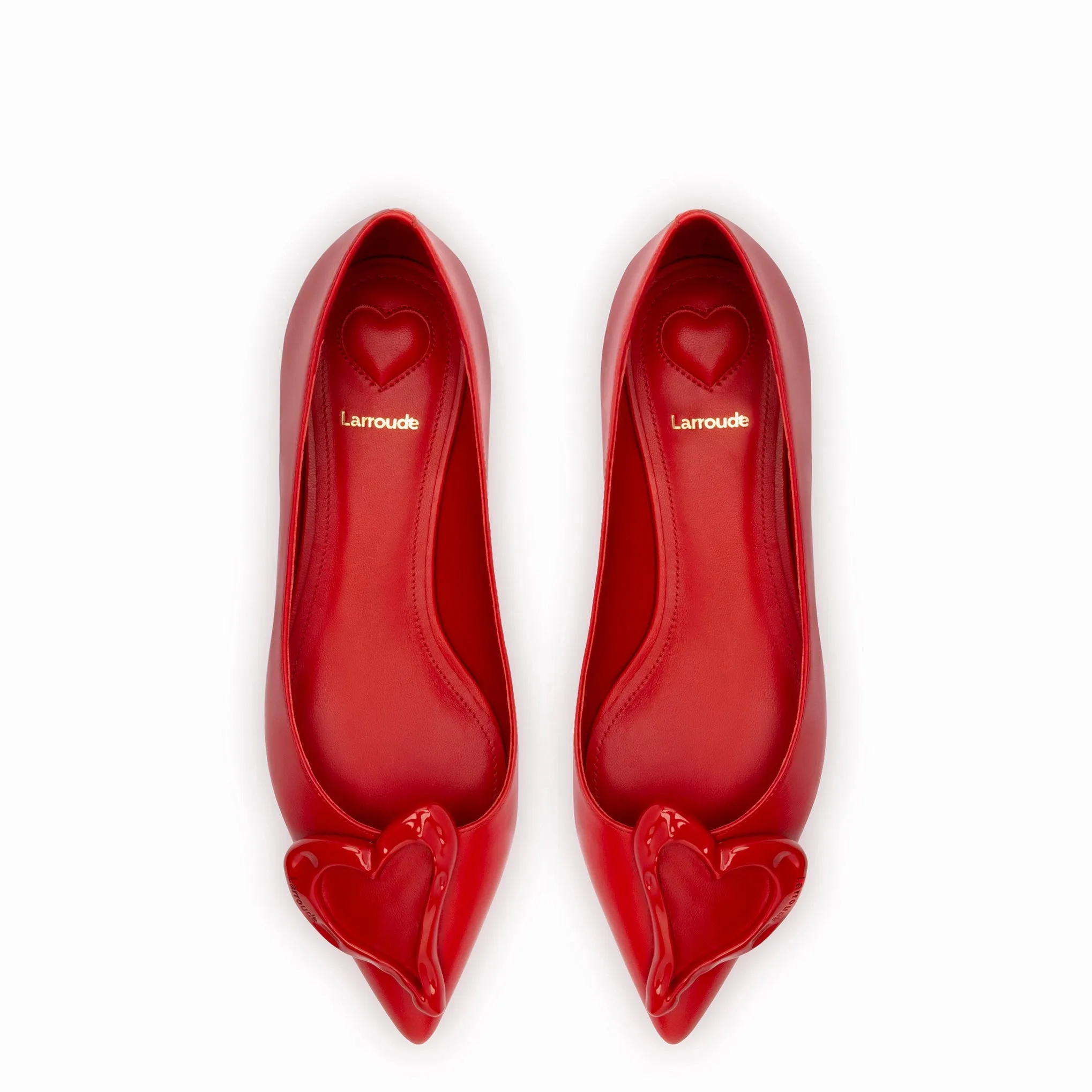 Lee Amore Flat In Scarlet Leather sold by Larroude product image thumbnail 3