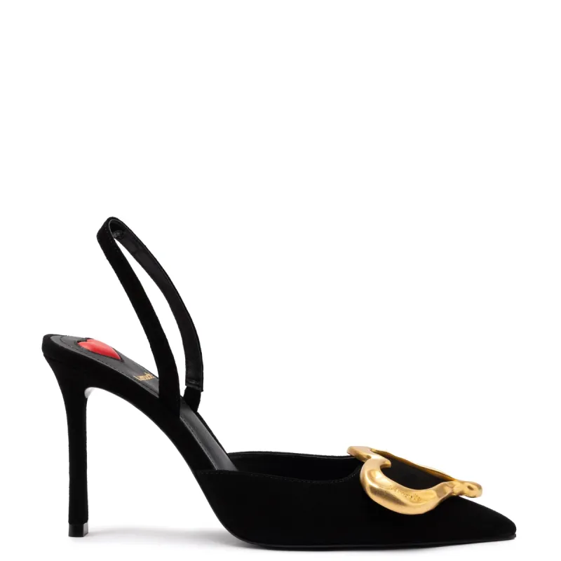 Amore Pump In Black Leather made by Larroude