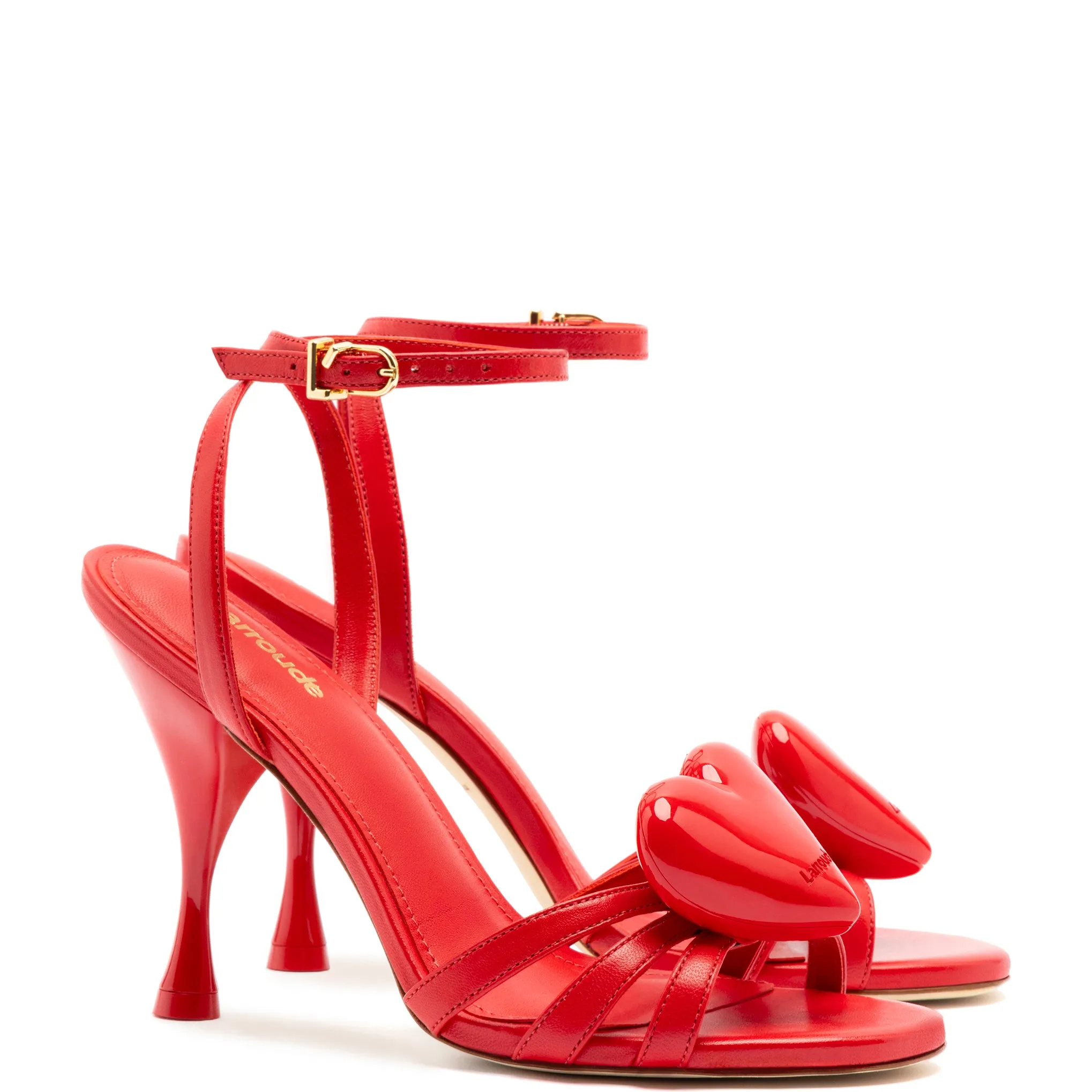 Amore Sandal in Scarlet Leather sold by Larroude product image thumbnail 2