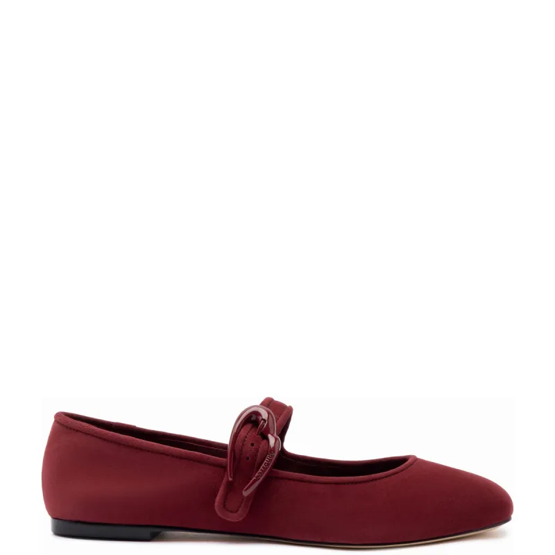 Verona Ballet Flat In Burgundy Suede sold by Larroude