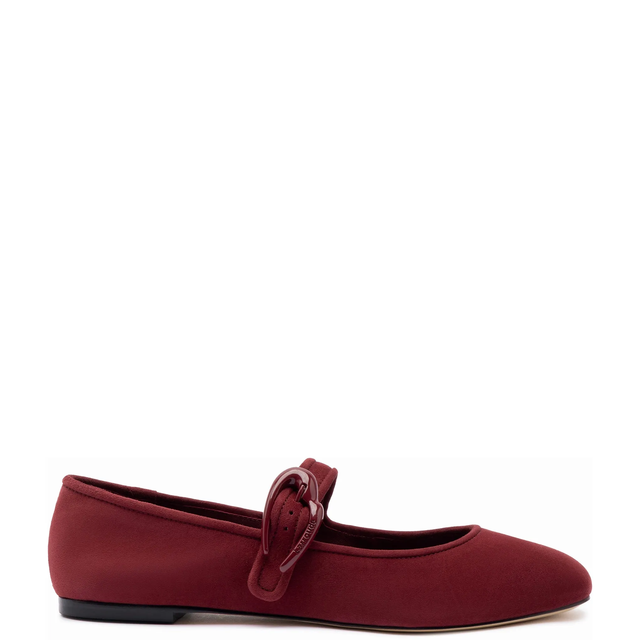 Verona Ballet Flat In Burgundy Suede sold by Larroude