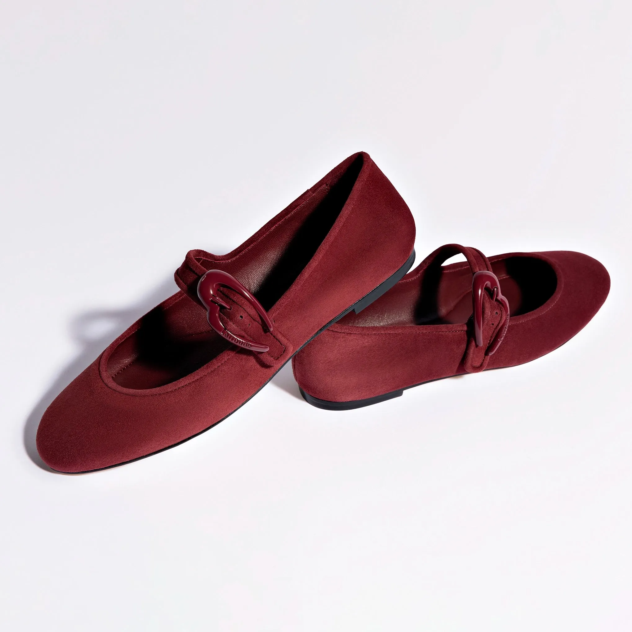 Verona Ballet Flat In Burgundy Suede sold by Larroude product image thumbnail 5