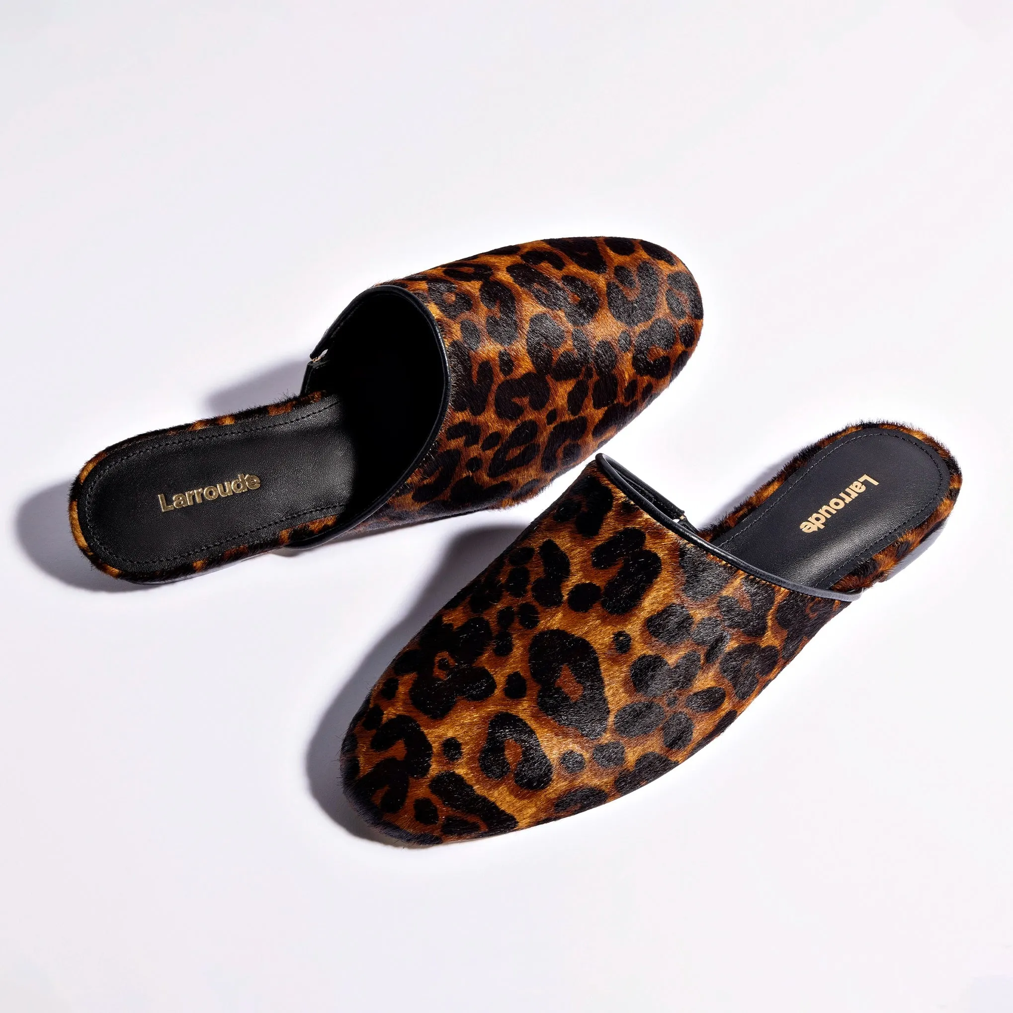 Venice Flat Mule In Leopard Print Calf Hair sold by Larroude product image thumbnail 5