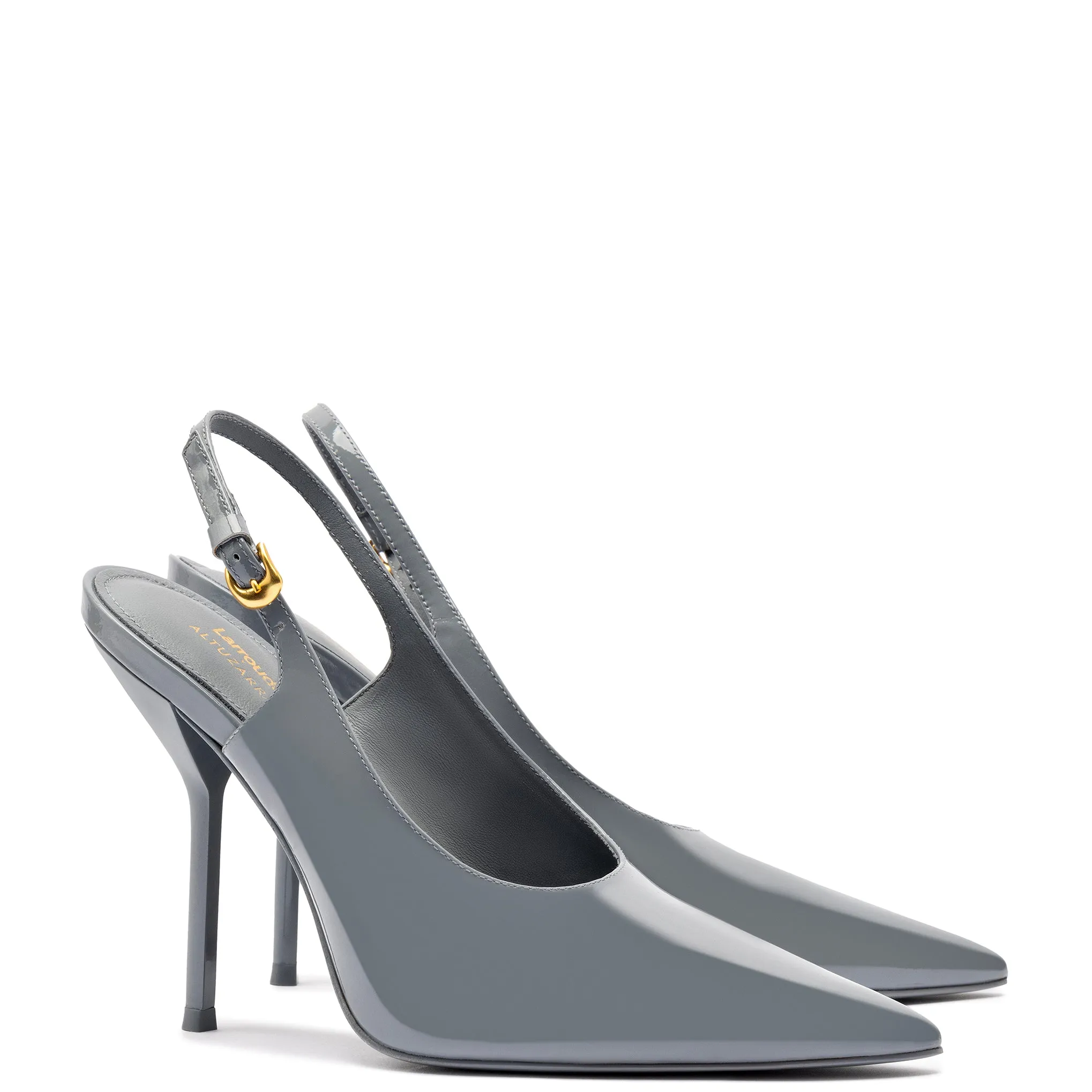 Larroudé x Altuzarra Pump In Titanium Patent Leather sold by Larroude product image thumbnail 2