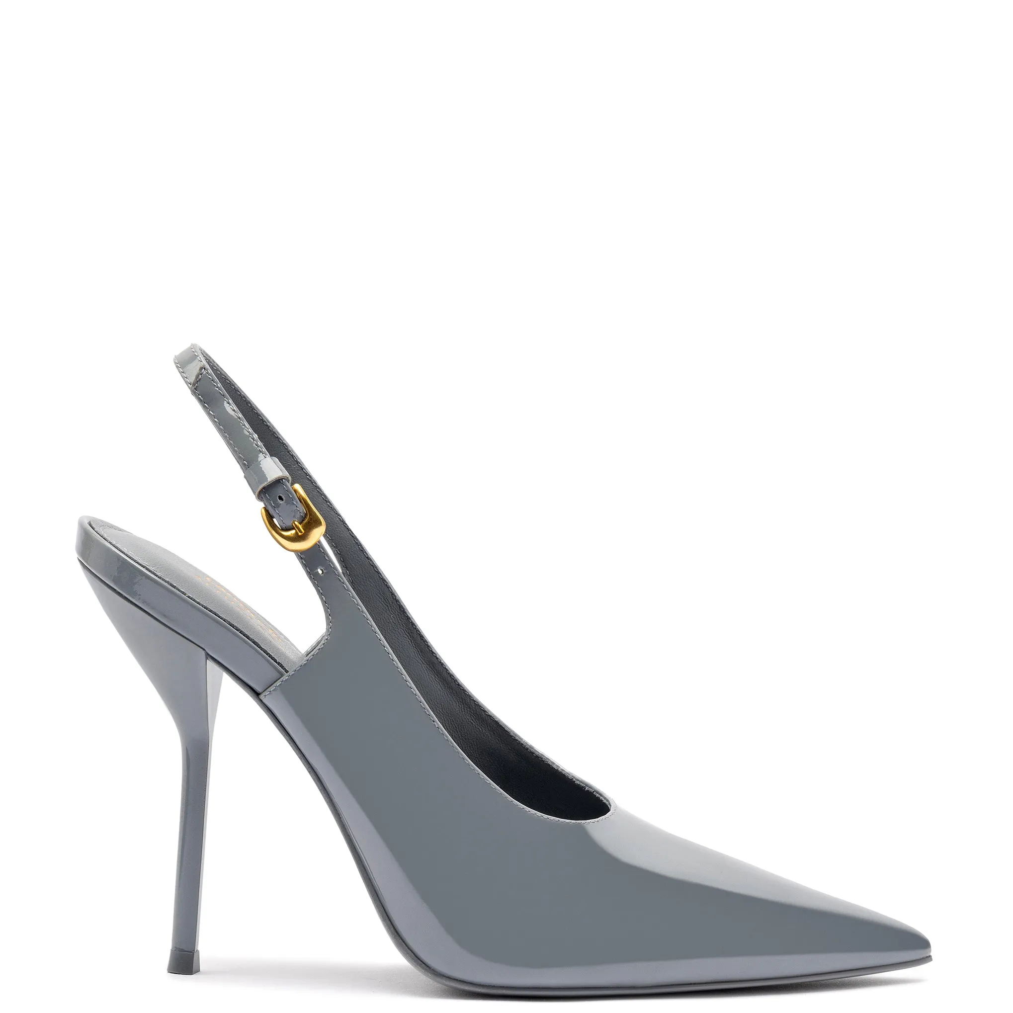 Larroudé x Altuzarra Pump In Titanium Patent Leather sold by Larroude