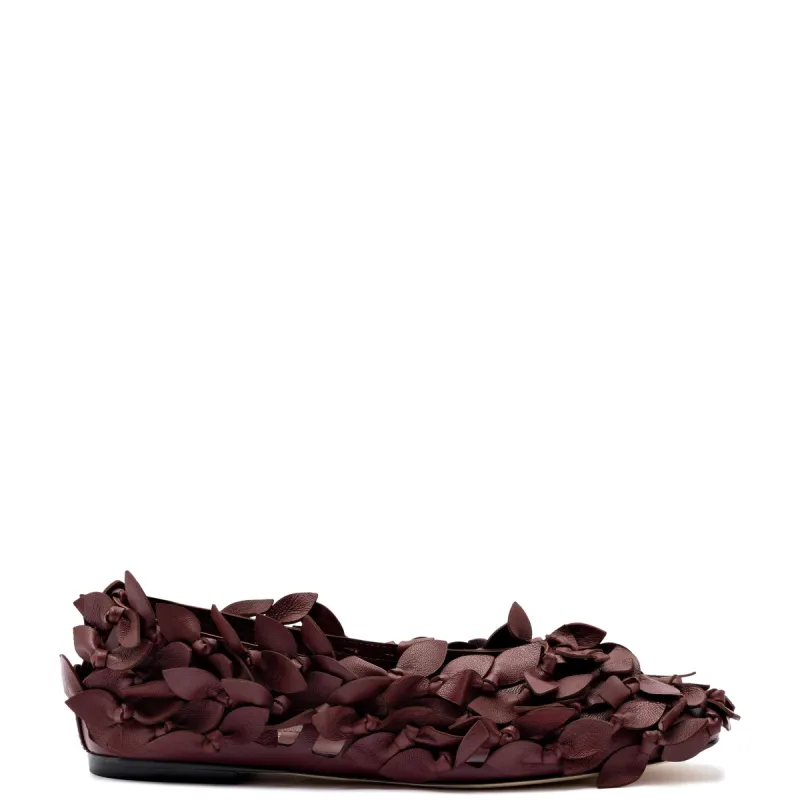 Larroudé x Jonathan Cohen Ballet Flat In Burgundy Leather made by Larroude
