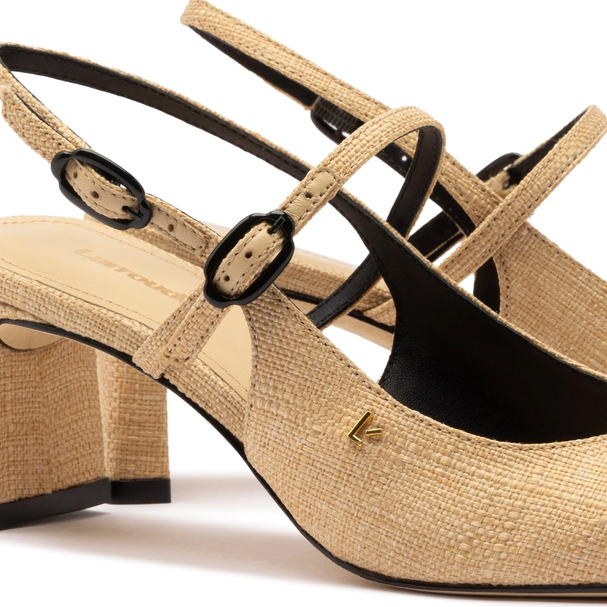Georgina Pump In Beige Raffia and Black Trimming sold by Larroude product image thumbnail 4