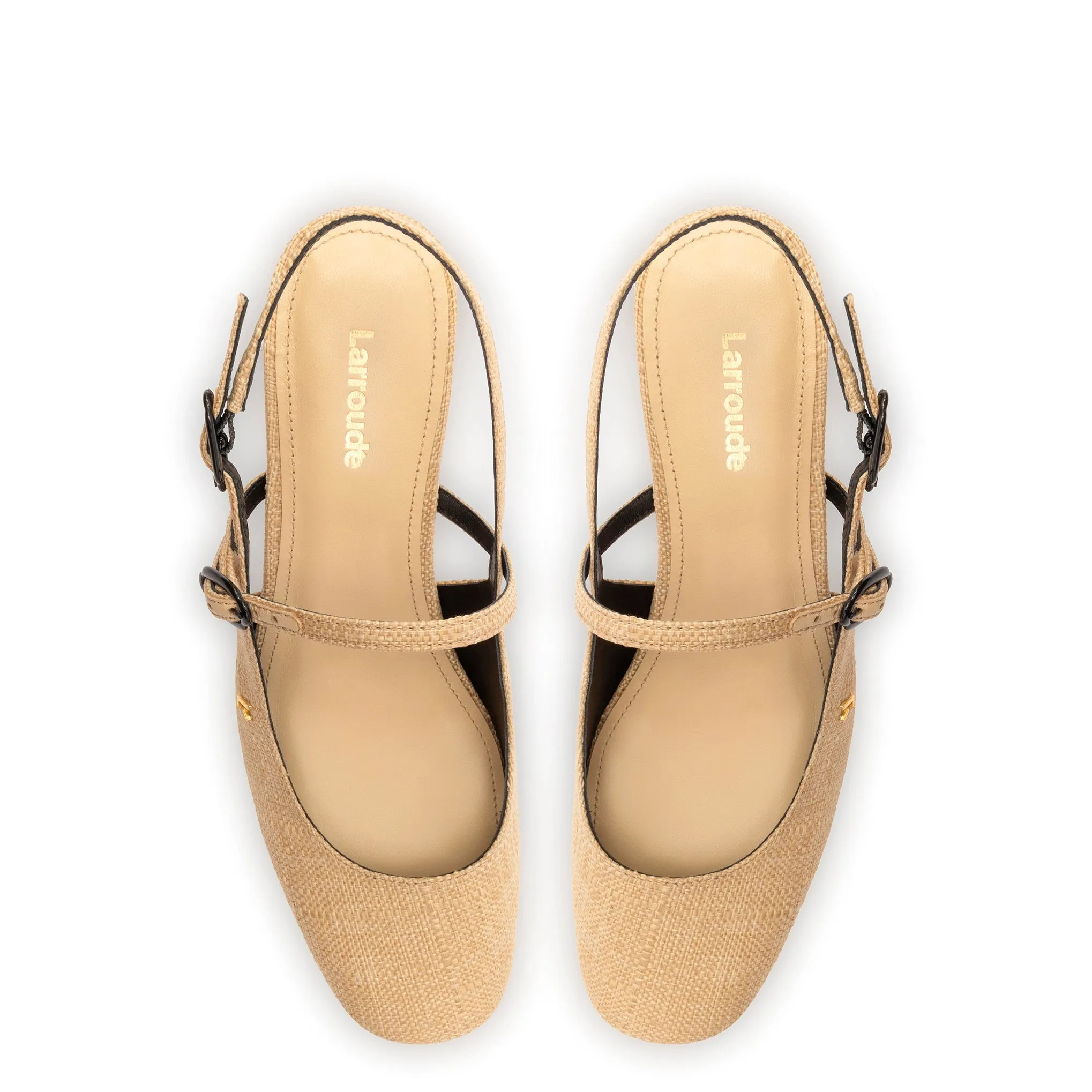 Georgina Pump In Beige Raffia and Black Trimming sold by Larroude product image thumbnail 3