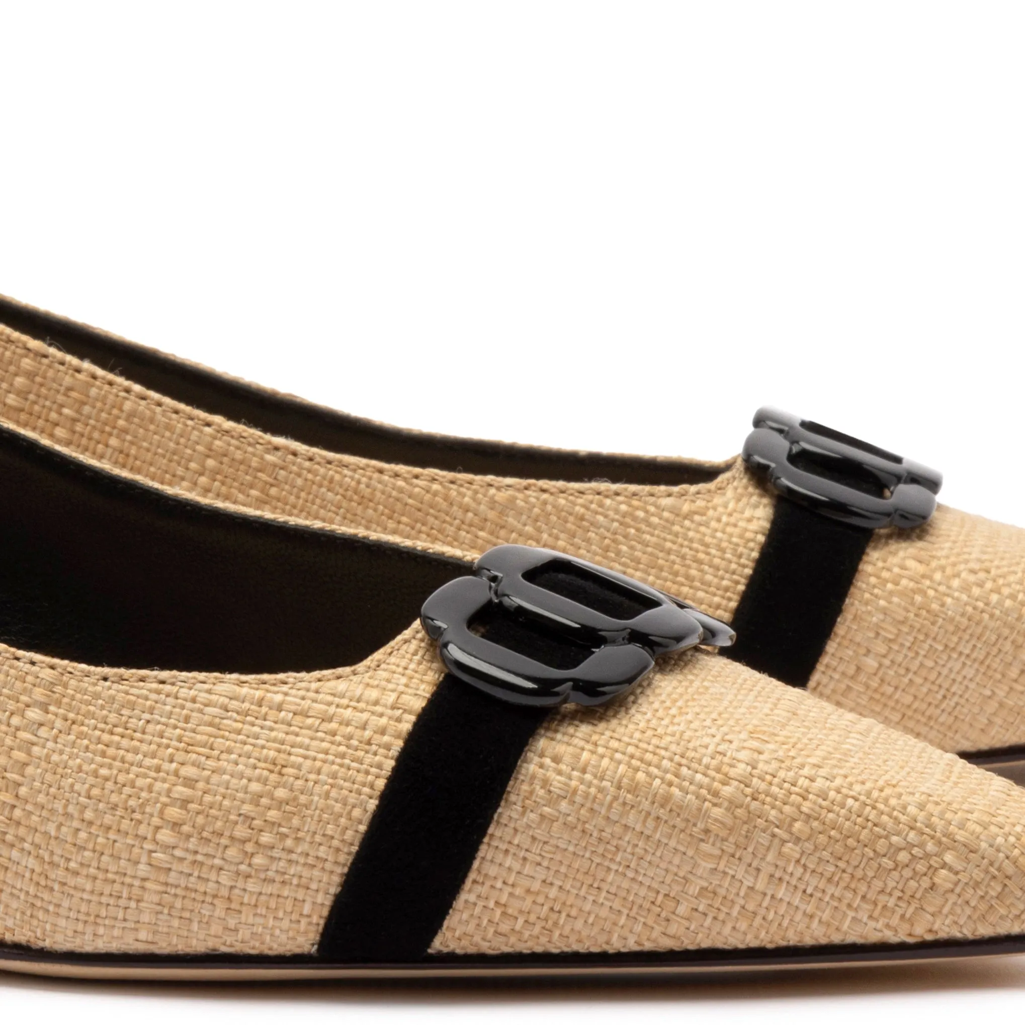 Franca Pump In Beige Raffia and Black Trimming sold by Larroude product image thumbnail 4