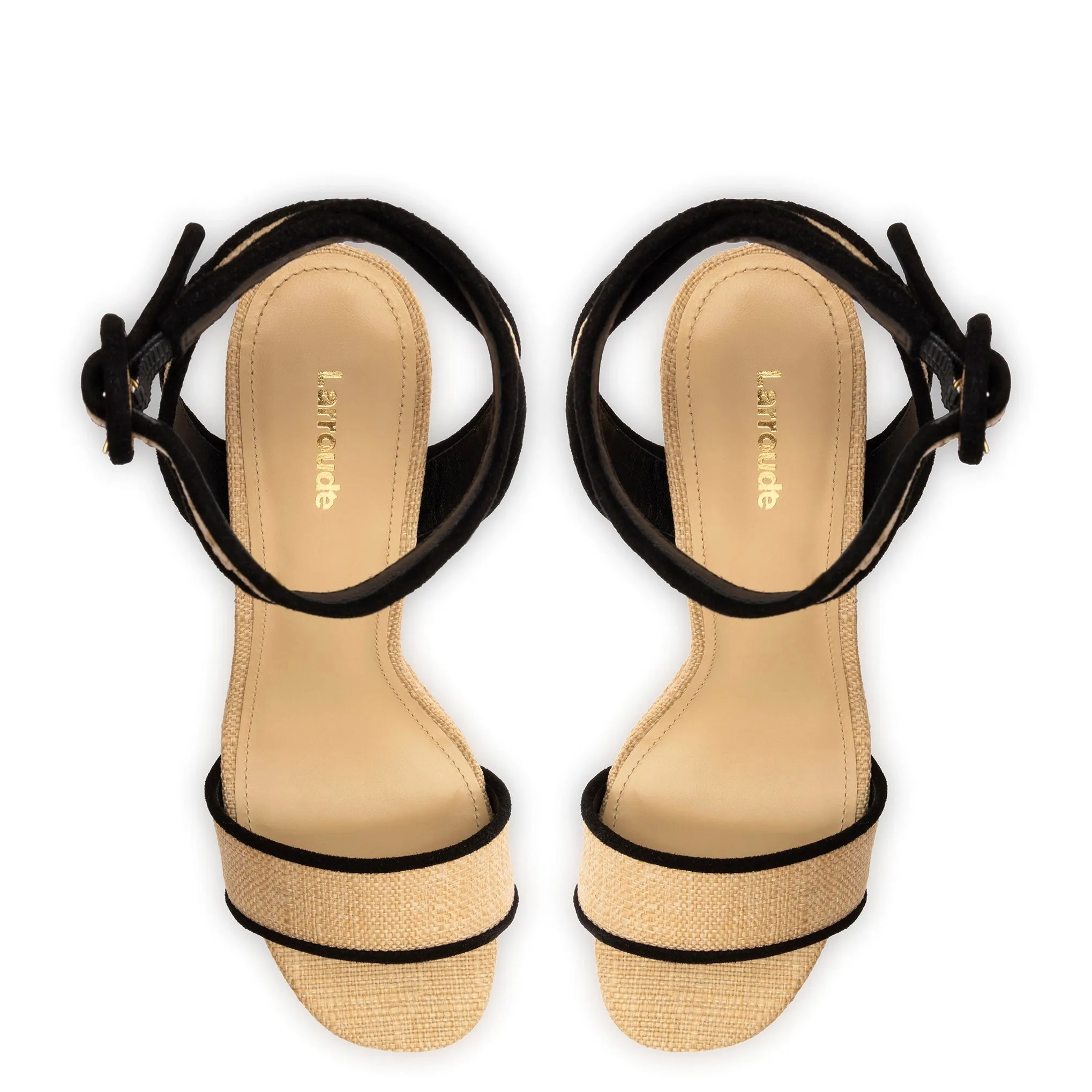 Dolly Sandal In Beige Raffia and Black Trimming sold by Larroude product image thumbnail 3