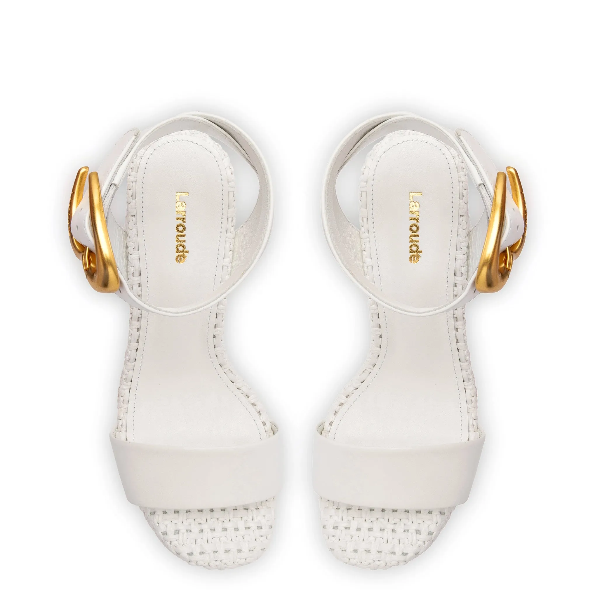 Dolly Verona Sandal In White Leather and White Raffia sold by Larroude product image thumbnail 3