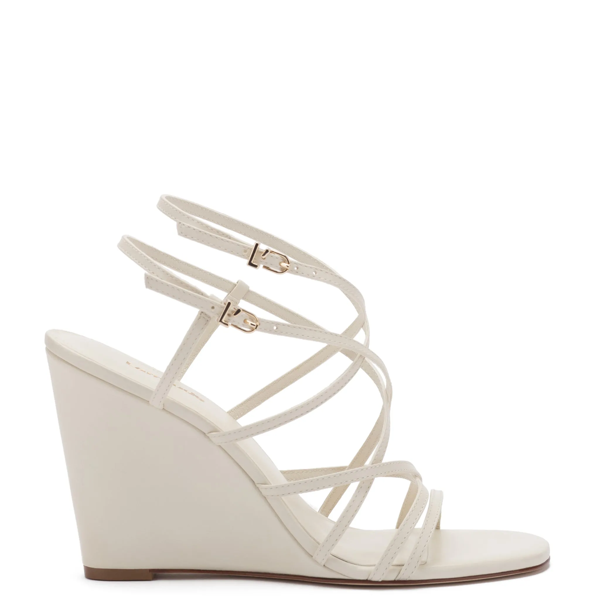 Naomi Wedge In Ivory Leather sold by Larroude